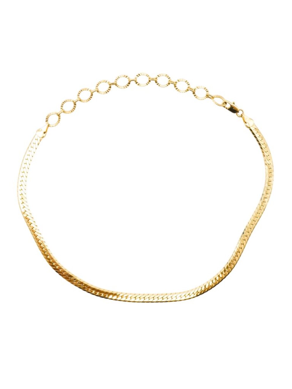 Sicily 18K Gold Overlay Herringbone Choker Necklace Child Size Adjustable
